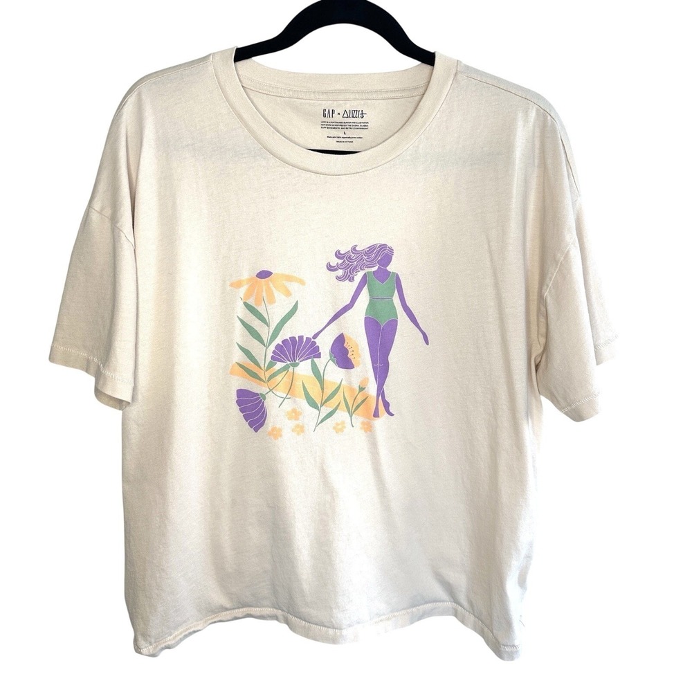 Gap x Lizzy Portuguese Surfer Illustrator Graphic T-Shirt Organic Cotton Large L